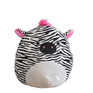 Squishmallows Zebra Plush Black White Striped 16" Mane Tail Soft Stuffed Animal